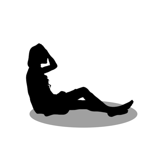 Vector girl sitting silhouette