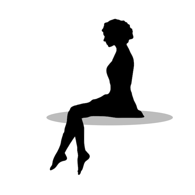 Vector girl sitting silhouette