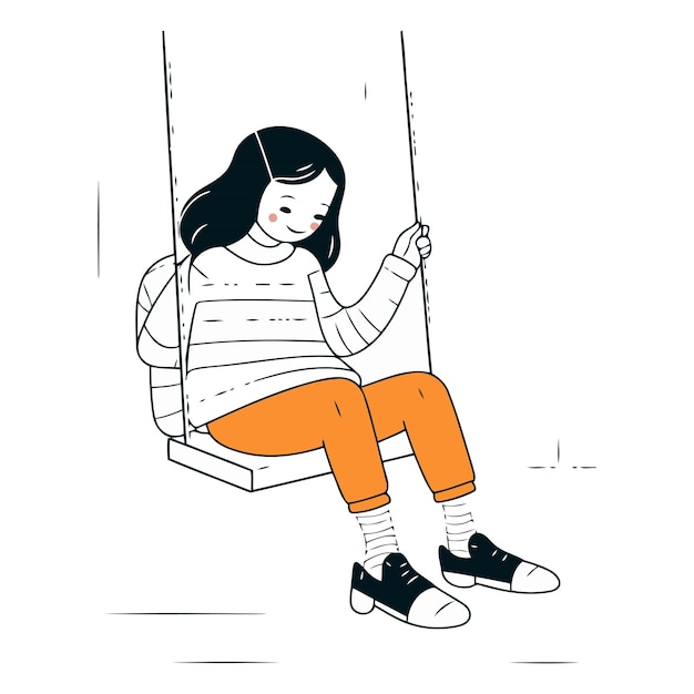 Girl sitting on a swing of a girl on a swing