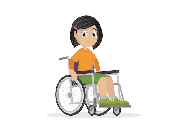 Girl sitting on a wheelchair.