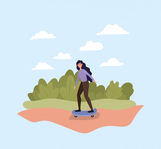 Girl on skateboard at park