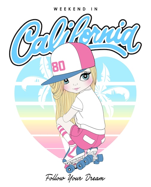 Vector a girl on a skateboard with the word san diego on it