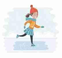 Vector girl on skates