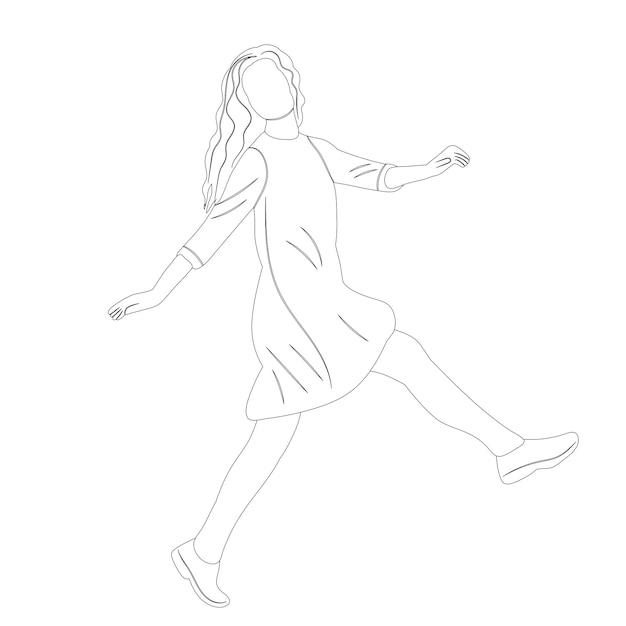 Girl sketch on white background outline isolated