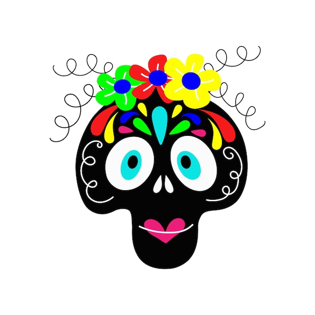 Girl skull with flowers for Day of the Dead