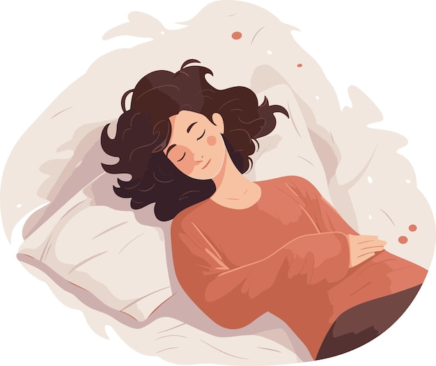 a girl sleeping on the bed white background illustration minimal flipart vector style