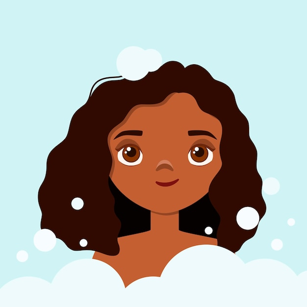 A girl in soap suds Cartoon design