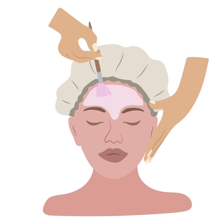 Vector girl in spa and wellness with diverse skincare face mask