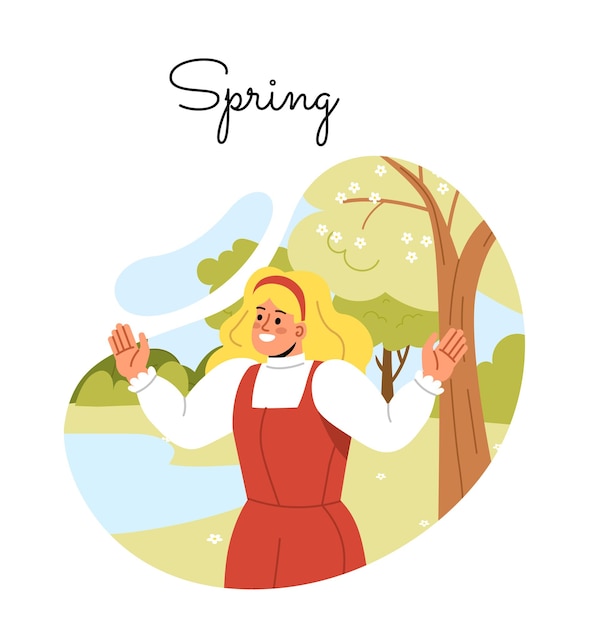 Girl in spring season vector