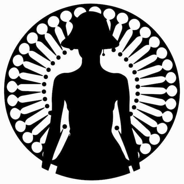 A girl stand with fan silhouette vector illustration