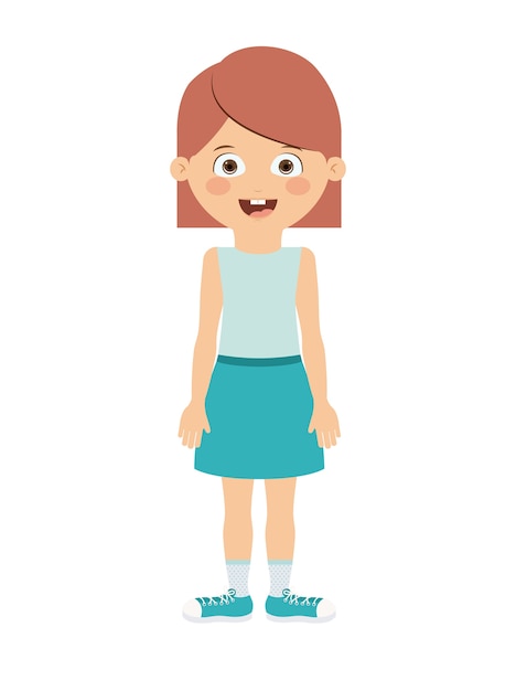 Girl standing in front isolated icon design