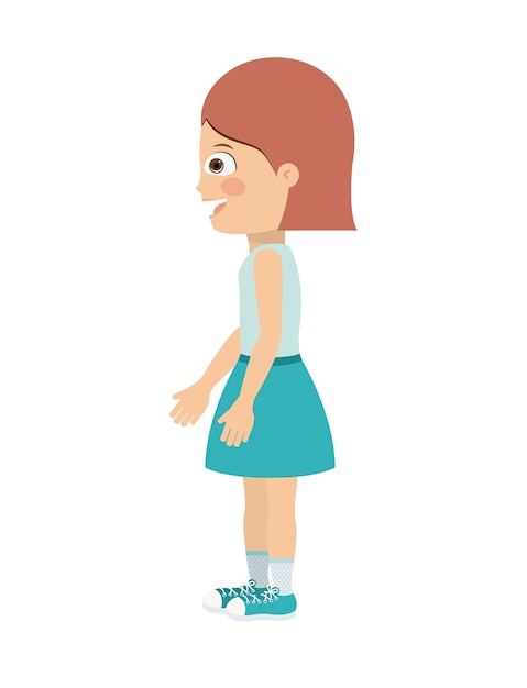 Vector girl standing looking aside isolated icon design