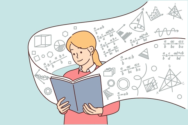 ベクトル 代数に関する本を持つ女子学生は、定理を証明したい正確な数理科学を研究します