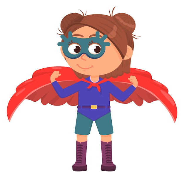 Girl in superhero mask kid dream power character