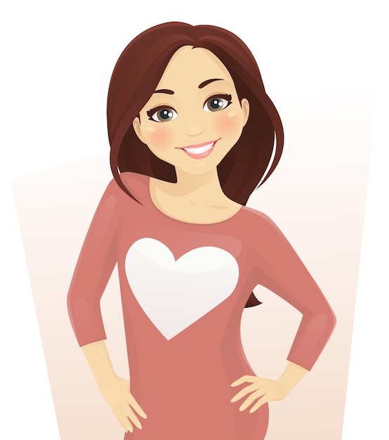 Girl in sweater with heart shape