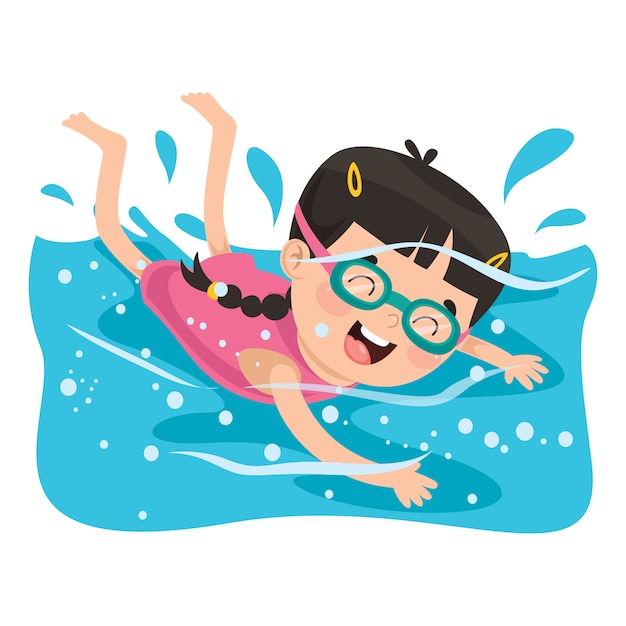 Vector girl swimming