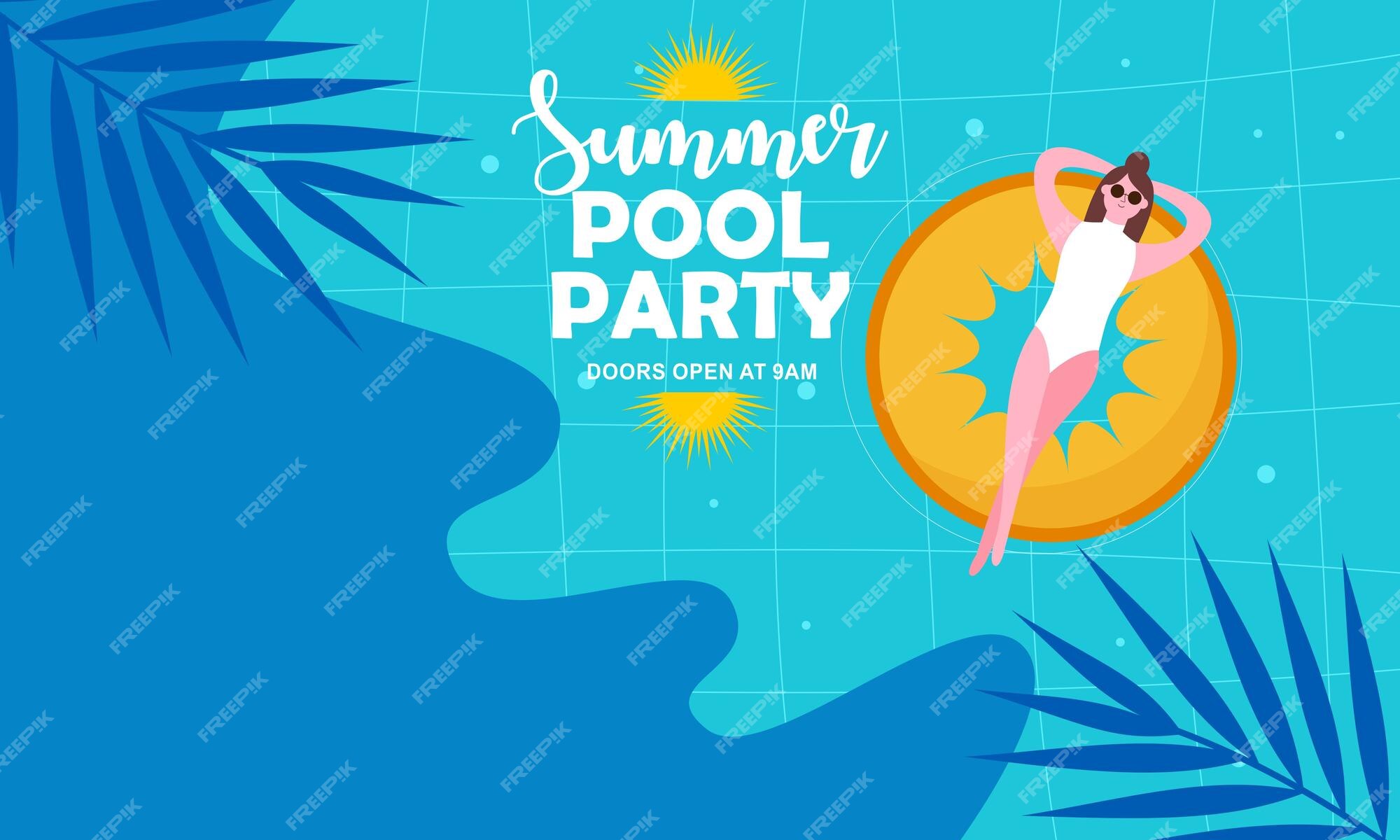 Pool Party Invitation Vector Illustration With Water Swimming Pool Vector  Background Stock Illustration - Download Image Now - iStock