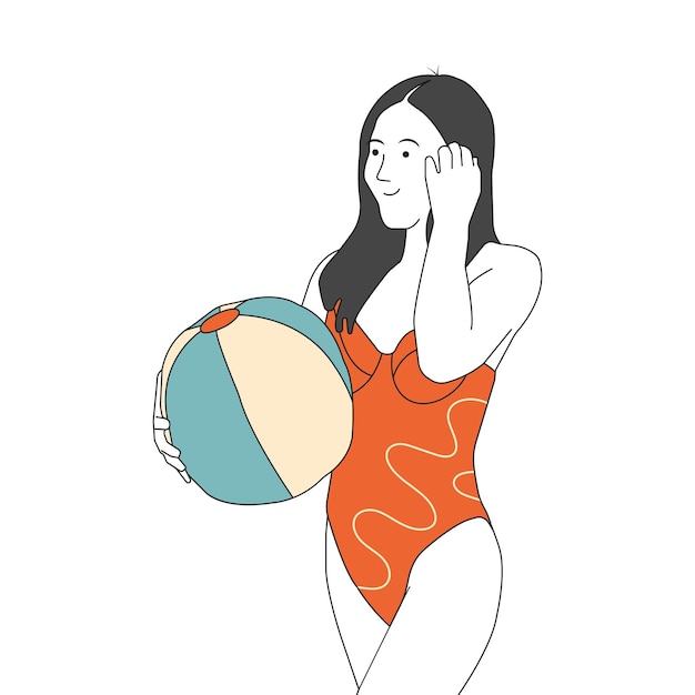 Vector girl in swimsuit nice girl on the beach