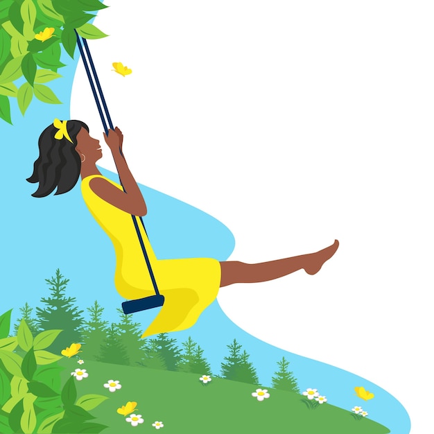 Vector girl on a swing