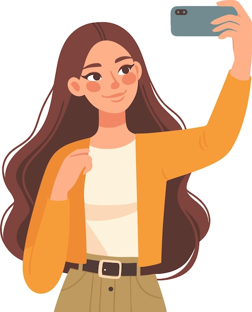 Vector a girl take a selfie vector silhouette 2