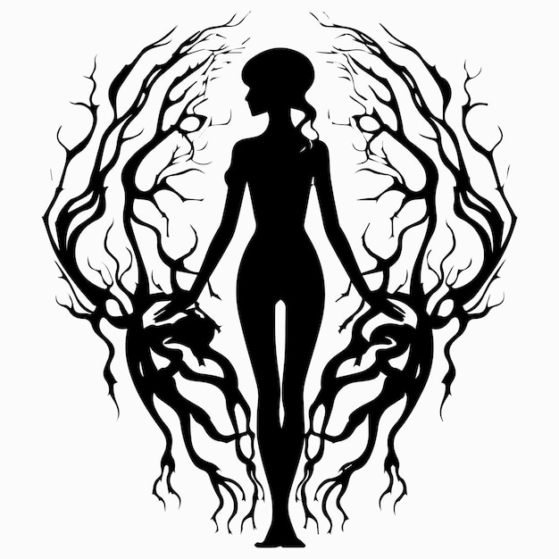 Girl Tattoo Body silhouette vector illustrtion