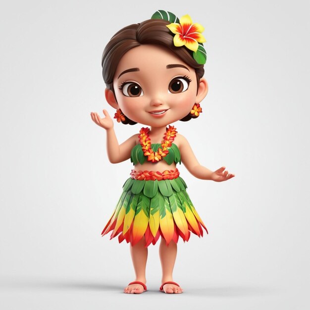 Vettore ragazza in costume tradizionale hawaiano