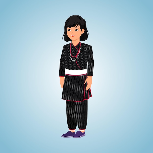 Vector girl in traditional newari dress