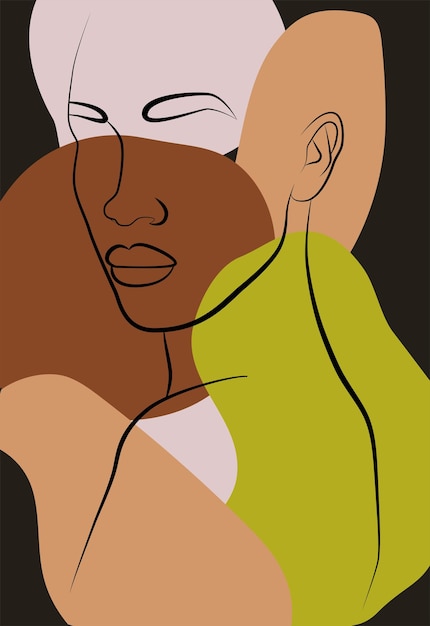 Vector a girl in the tropics abstract portrait of a young woman in a minimalist style