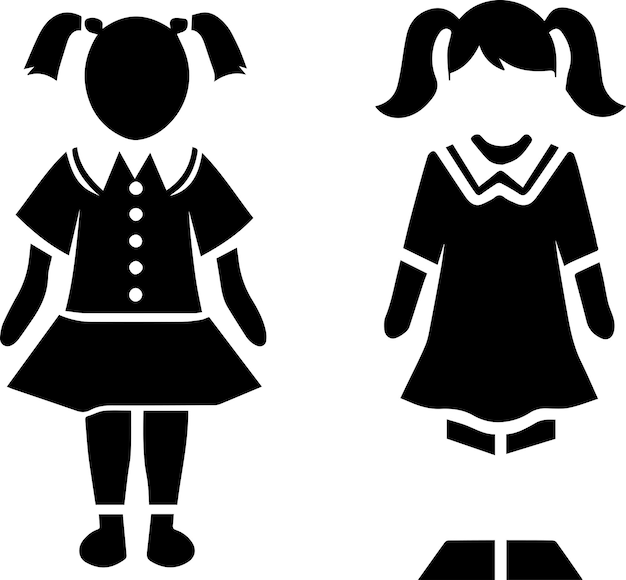 女の子の制服のアイコン ベクトル シルエット 1