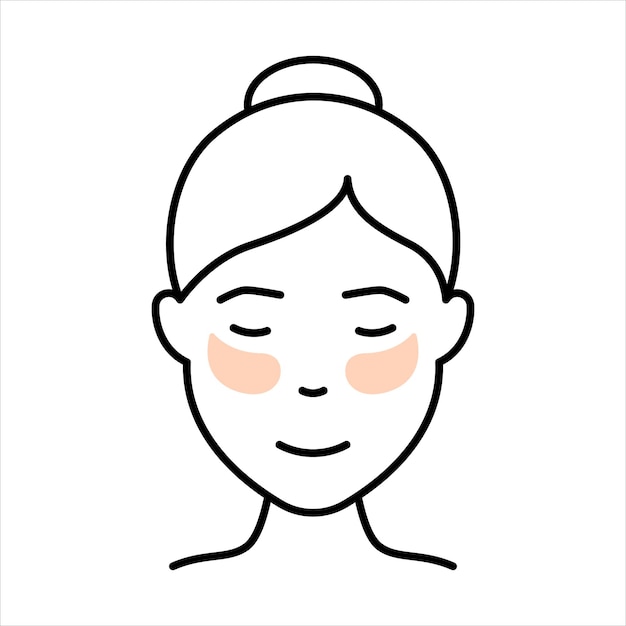 눈 선형 그림에서 소녀 사용 젤 패치 라인 아이콘 패치
