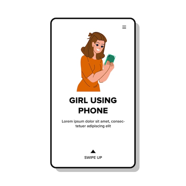 Girl using phone vector