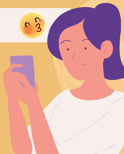 Vector girl using smartphone