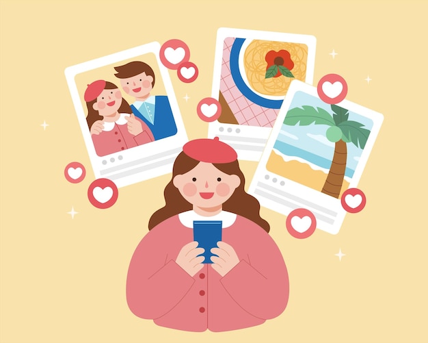 girl using social medial phone app