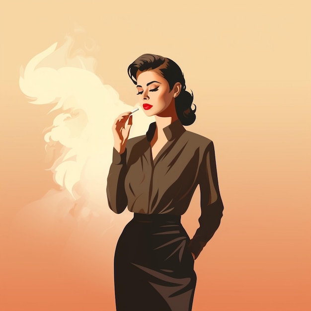 Vettore illustrazione vettoriale ragazza donna dipendenza da fumo di sigaretta femmina tabacco cartone animato persona è