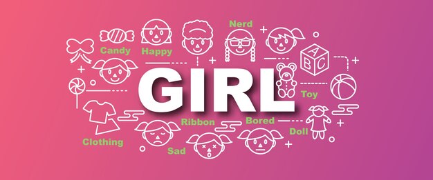 Girl vector trendy banner