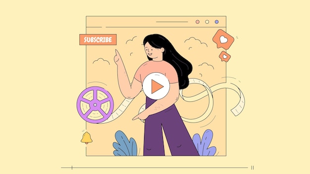 girl video Subscribing illustration