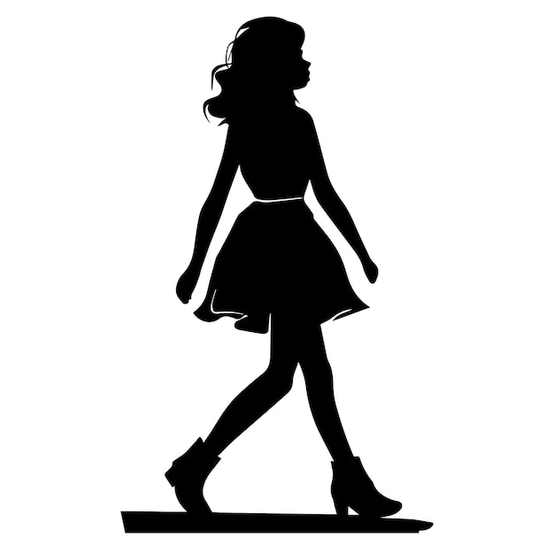 a girl walking vector silhouette