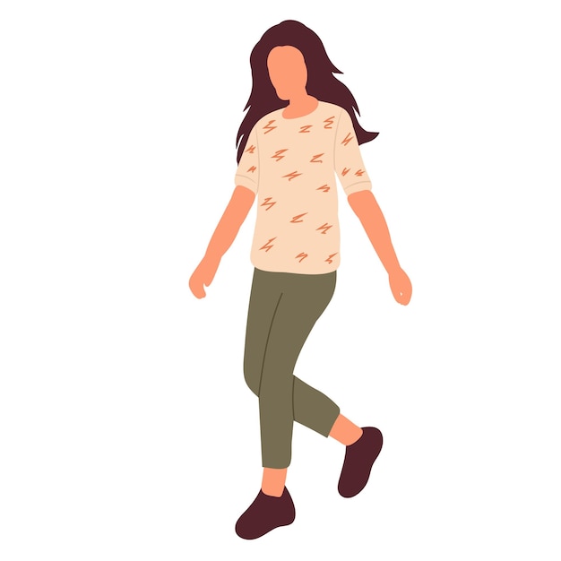 Girl walking on a white background isolated vector