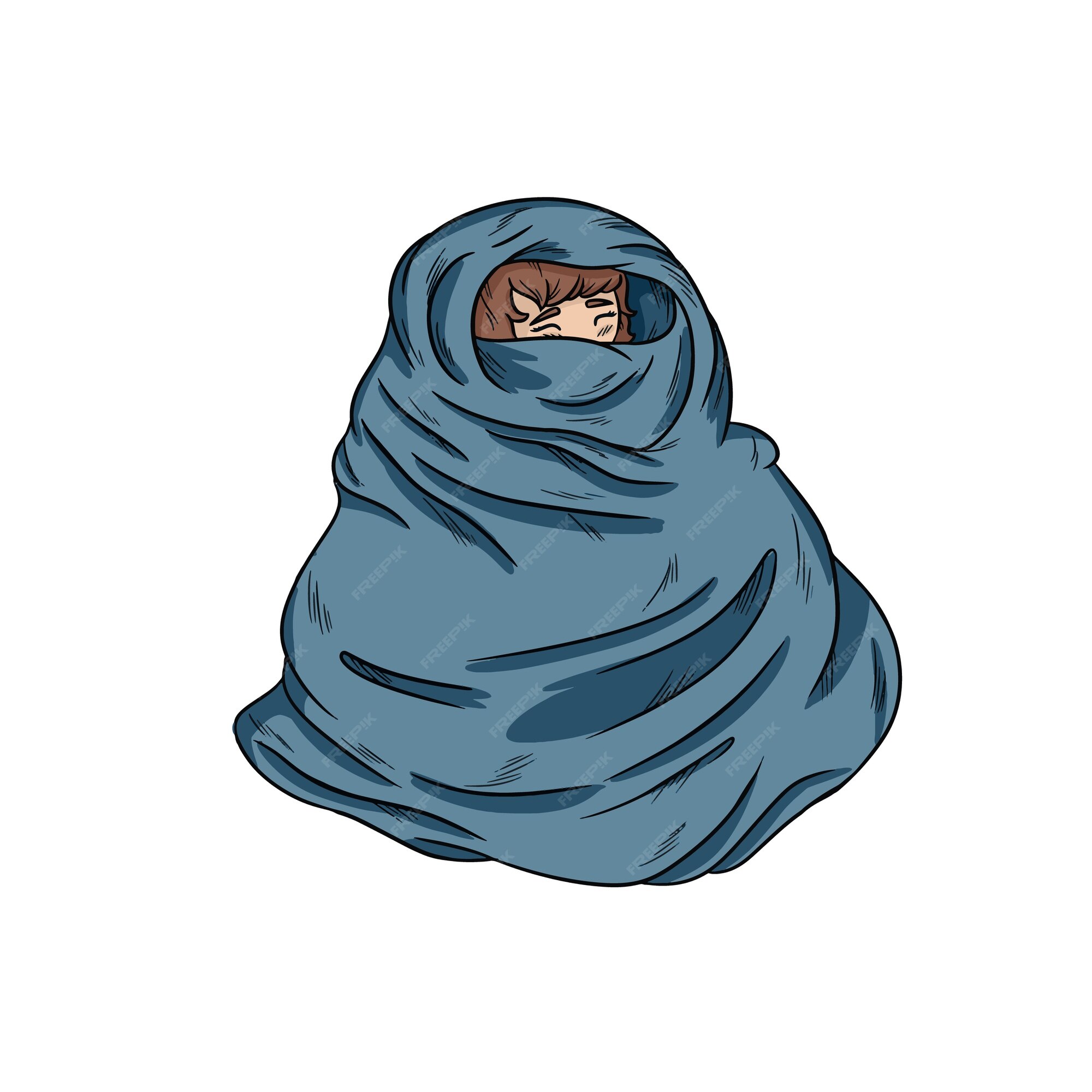 Premium Vector | Girl in warm cozy blanket