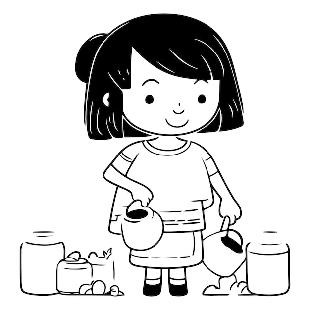 Girl watering can of a little girl watering can