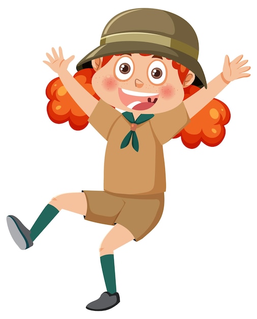 A girl wearing camping outfit