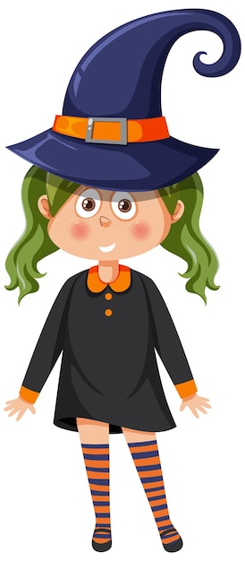 A girl wearing witch costume for halloween