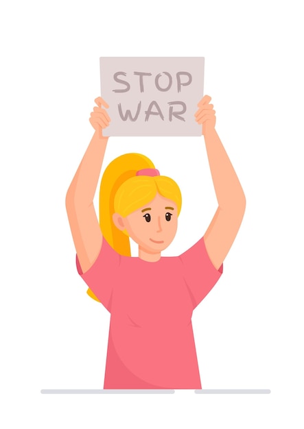 A girl went to a rally in aid of Ukraine with a sign saying Stop war Protest