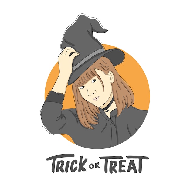 Girl witch illustration Trick or treat halloween