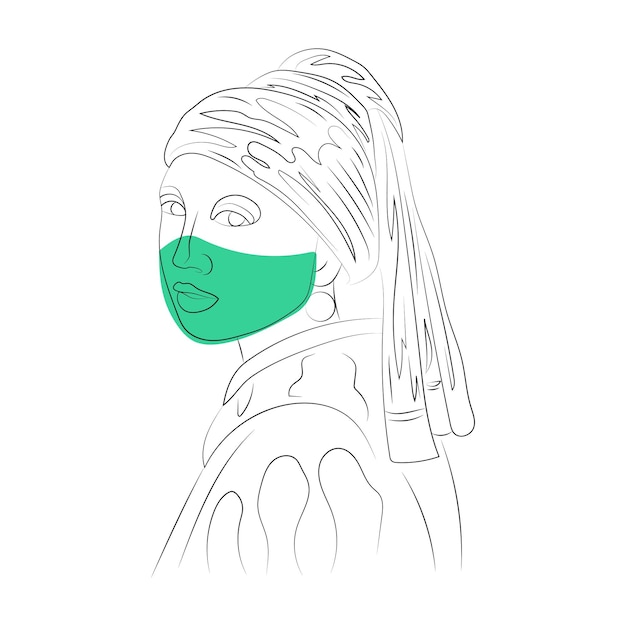Карантинная маска девушки с жемчужной сережкой