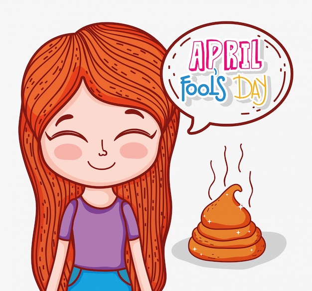 girl with april fools day and poop