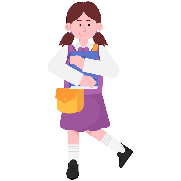 A girl with a bag and a bag on her shoulder.