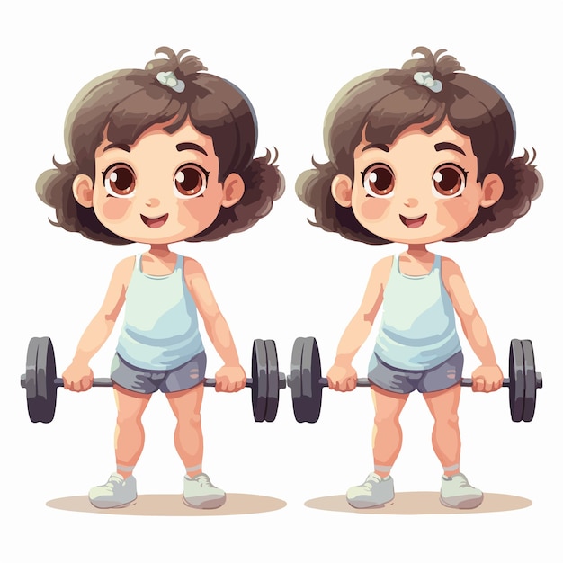 Girl with barbell lifting weights