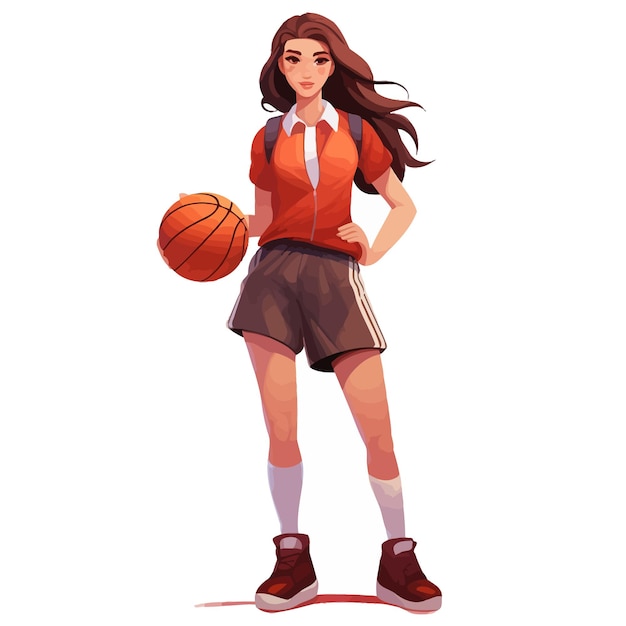 Vector girl with basketball