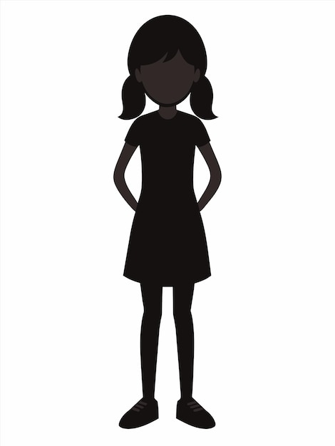 Vector a girl with a black hair and a white background